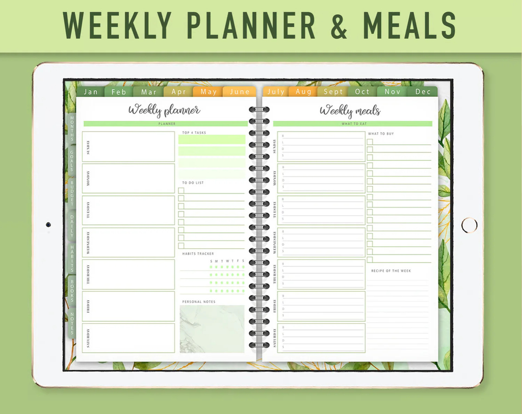 Digital Planner Goodnotes - Green  2026