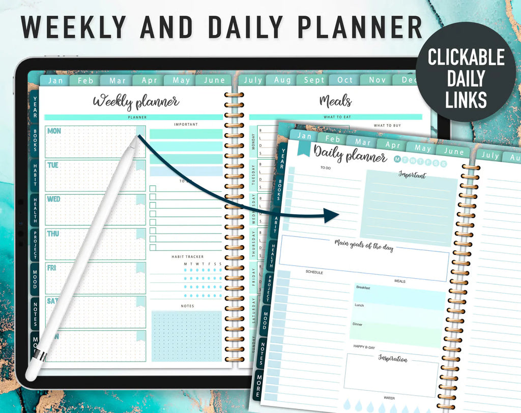 Undated Digital Planner Template 2026