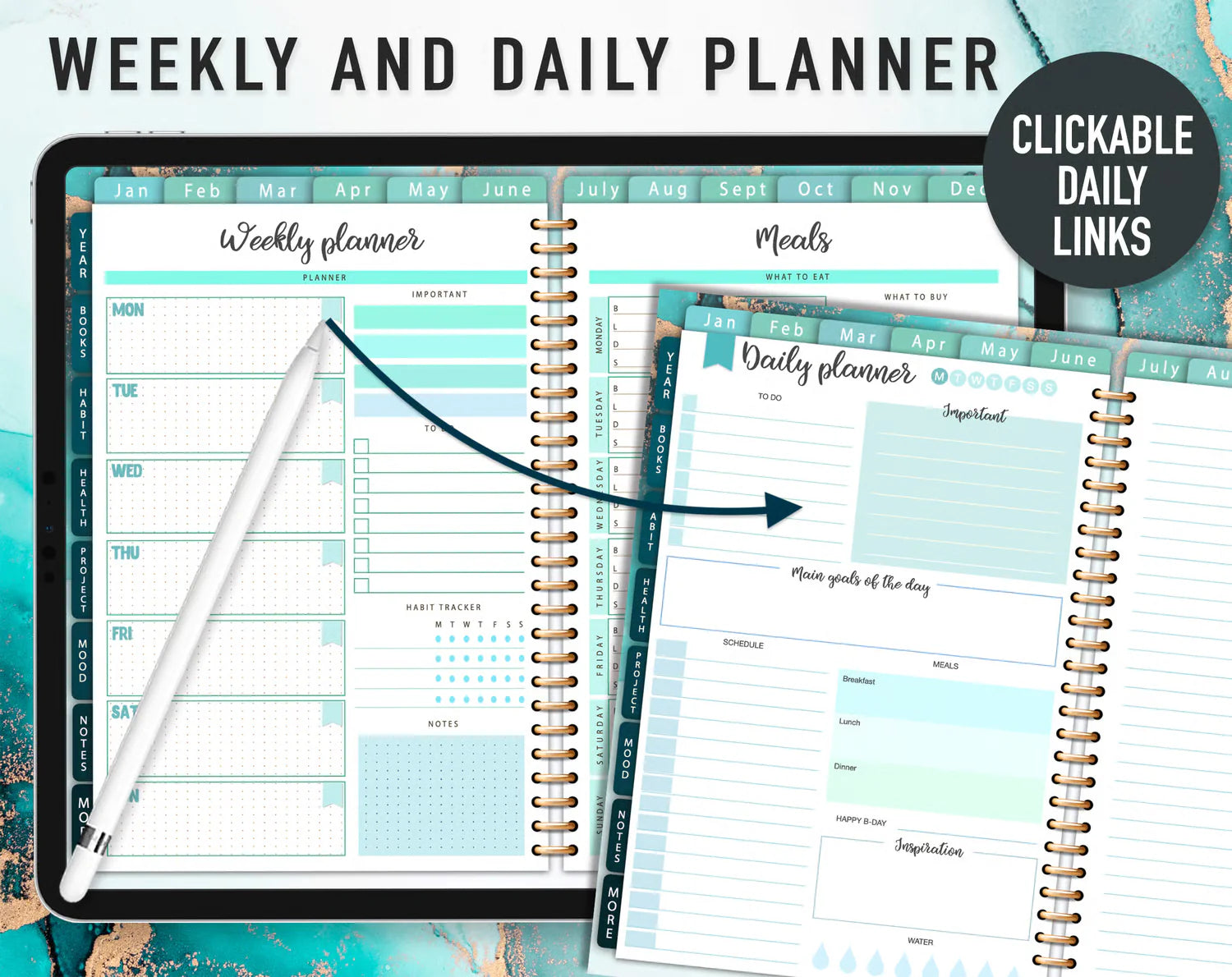Undated Digital Planner Template 2026
