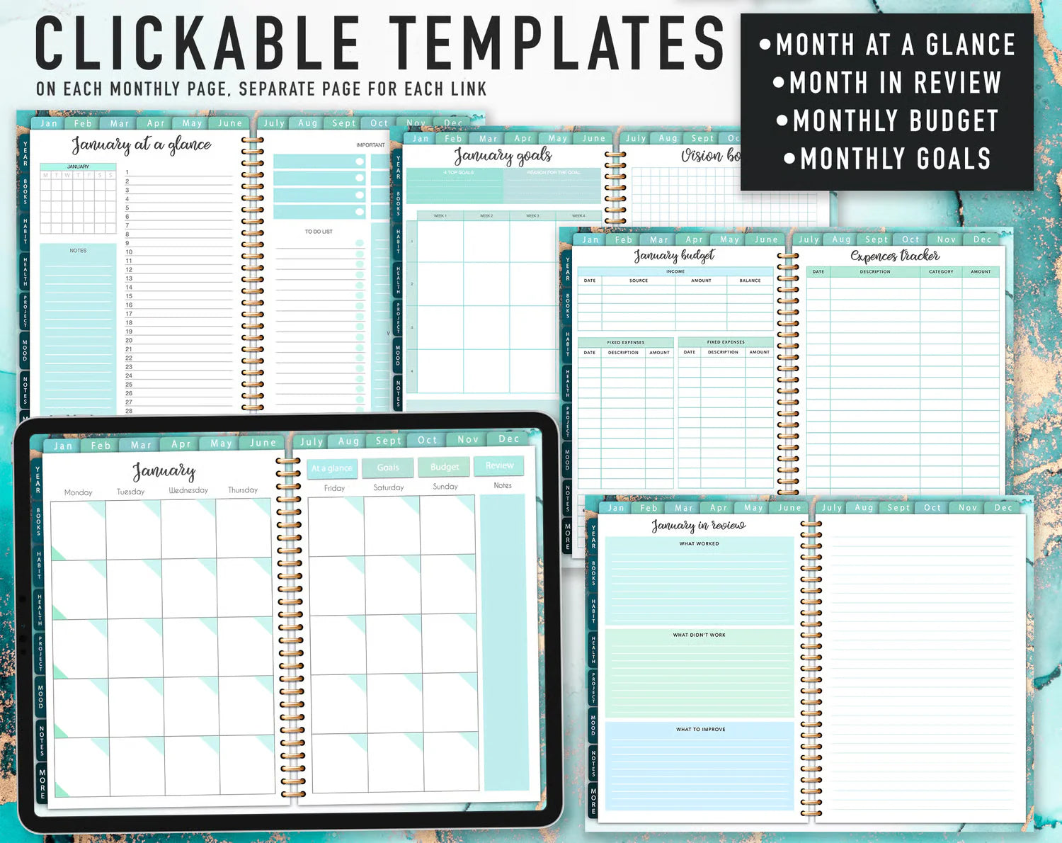 Undated Digital Planner Template 2026